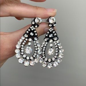 CZ rhinestone dangly earrings